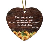 Psaume 25:12 Who Then Are Those Who Fear The Lord He Will Instruct Them in The Ways They Should Ch Heart Décoration de Noël en céramique pour sapin de Noël Hiver Nouvel An Vacances Souvenir Cadeau