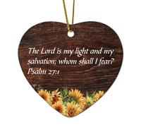 Psaume 27:1 The Lord Is My Light And My Salvation; Whom Shall I Fear Décoration de Noël en céramique pour sapin de Noël Pendentif Boule de Noël Cadeau souvenir de Noël