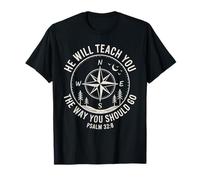 Psaume 32:8 Boussole Bible Verse Guide chrétienne T-Shirt