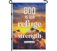 Psaume 46:1 Dieu Est Notre Refuge Et Notre Force Garden Flag Décoratif Drapeau De Jardin Résistant Aux Intempéries Bannière Pour Bar Fête Jardin 30X45Cm
