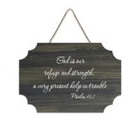 Psaume 46:1 God Is Our Refuge And Strength A Very Present Help in Trouble2 Panneau de bienvenue en bois rustique pour porte d'entrée, décoration murale, panneau en bois pour café, maison, 15,2 x 25,4