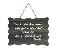 Psaume 46:4 Décoration murale en bois avec inscription « There Is A River Whose Streams Make Glad The City of God The Holy Place Where Farmhouse » - 15,2 x 25,4 cm