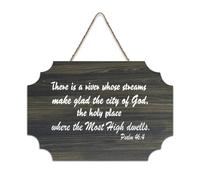 Psaume 46:4 Décoration murale en bois rustique avec inscription There Is A River Whose Streams Make Glad The City of God The Holy Place Where - 15,2 x 25,4 cm