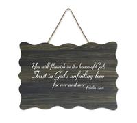 Psaume 52:8 Décoration murale en bois avec inscription « You Will Flourish in The House of God Trust in God's Unfailing Love for Ever » - 15,2 x 25,4 cm