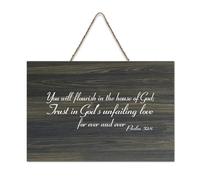 Psaume 52:8 Décoration murale en bois avec inscription « You Will Flourish in The House of God Trust in God's Unfailing Love for Ever A Farmhouse » - 15,2 x 25,4 cm