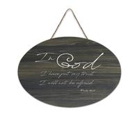 Psaume 56:4 In God I Have Put My Trust, I Will Not Be Afraid Panneau de bienvenue en bois rustique pour porte d'entrée, décoration murale, panneau en bois pour école, salle de classe, café, maison