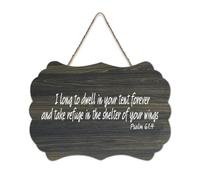 Psaume 61:4 Décoration murale en bois rustique avec inscription I Long to Dwell in Your Tent Forever And Take Refuge in The Shelter of Your Win 15,2 x 25,4 cm