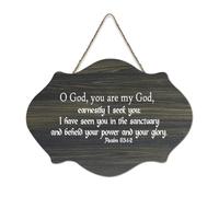 Psaume 63:1 2 Décoration murale O God You Are My God Earnestly I Seek You I Have Seen You in The Sanctuary Plaque murale en bois rustique Décoration d'intérieur 15,2 x 25,4 cm