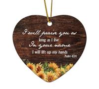 Psaume 63:4 I Will Praise You As Long As I Live, in Your Name I Will Lift Up My Hands Décoration de Noël en céramique pour sapin de Noël Pendentif Boule d'hiver Nouvel An Vacances Souvenir Cadeau pour