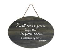 Psaume 63:4 I Will Praise You As Long As I Live in Your Name I Will Lift Up My Hands Plaque en bois rustique à suspendre pour porte d'entrée, salon, cuisine 15,2 x 25,4 cm