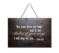 Psaume 63:7 Décoration murale en bois avec inscription « You Have Been My Help And in The Shadow of Your Wings I Will Sing for Joy » - Décoration murale rustique en bois - 15,2 x 25,4 cm