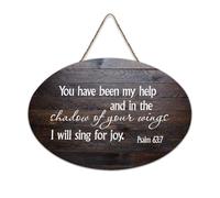 Psaume 63:7 Décoration murale en bois rustique à suspendre avec citation You Have Been My Help And in The Shadow of Your Wings I Will Sing for Joy 15,2 x 25,4 cm