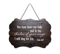 Psaume 63:7 Décoration murale en bois rustique avec inscription « You Have Been My Help And in The Shadow of Your Wings I Will Sing for Joy » pour porte d'entrée, porche, école, salle de classe, club