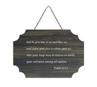 Psaume 67:1 2 God Be Gracious to Us And Bless Us And Cause His Face to Shine upon Us That Your Ways Panneau de bienvenue en bois rustique pour porte d'entrée Décoration murale 15,2 x 25,4 cm