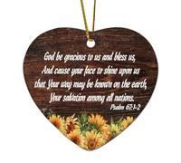 Psaume 67:1 2 God Be Gracious to Us And Bless Us Cause Your Face to Shine On Us That Your Way May Heart Citations Décoration de Noël en céramique pour sapin de Noël, souvenirs de vacances, cadeaux de