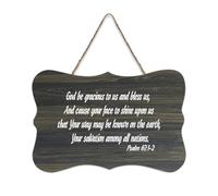 Psaume 67:1 2 God Be Gracious to Us And Bless Us Cause Your Face to Shine On Us That Your Way May Panneau en bois 15,2 x 25,4 cm Décoration murale rustique à suspendre pour porte d'entrée salon