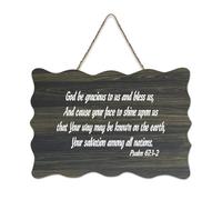 Psaume 67:1 2 God Be Gracious to Us And Bless Us Cause Your Face to Shine On Us That Your Way May Panneau en bois 15,2 x 25,4 cm Décoration murale rustique à suspendre pour porte d'entrée salon