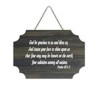 Psaume 67:1 2 God Be Gracious to Us And Bless Us Cause Your Face to Shine On Us That Your Way May Panneau de bienvenue en bois rustique pour porte d'entrée Décoration murale 15,2 x 25,4 cm