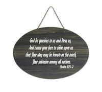Psaume 67:1 2 God Be Gracious to Us And Bless Us Cause Your Face to Shine On Us That Your Way May Plaque murale en bois rustique Décoration murale 15,2 x 25,4 cm