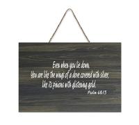 Psaume 68:13 Even When You Lie Down You Are Like The Wings of A Dove Covered with Silver Like Its P Plaque murale en bois à suspendre pour bureau, porte, décoration d'intérieur, 15,2 x 25,4 cm