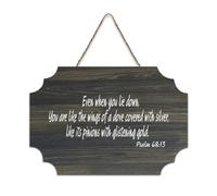 Psaume 68:13 Even When You Lie Down You Are Like The Wings of A Dove Covered with Silver Like Its P Panneau de bienvenue en bois rustique pour porte d'entrée Décoration murale Panneau en bois de ferme
