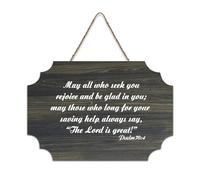 Psaume 70:4 Décoration murale en bois avec inscription « May All Who Seek You Rejoice And Be Glad in You May Those Who Long for Your Sa » - 15,2 x 25,4 cm