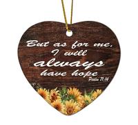 Psaume 71:14 Décoration murale en céramique avec citations « But As for Me I Will Always Have Hope » en forme de cœur pour décoration de sapin de Noël, pendentif amusant, boule de Noël, souvenir
