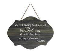 Psaume 73:26 My Flesh And My Heart May Fail But God Is The Strength of My Heart And My Portion Foreve Panneau rustique en bois à suspendre Décoration murale pour salon, chambre à coucher, porte