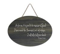 Psaume 73:28 Décoration murale « As for Me It Is Good to Be Near God I Have Made The Sovereign Lord My Refuge », panneau de bienvenue en bois rustique pour porte d'entrée, décoration murale, panneau