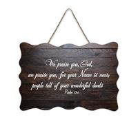 Psaume 75:1 Décoration murale en bois avec inscription « We Praise You God We Praise You For Your Name Is Near People Tell of Your W » - Décoration murale rustique en bois - 15,2 x 25,4 cm