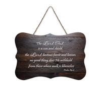 Psaume 84:11 The Lord God Is A Sun And Shield; The Lord Bestows Favor And Honor; No Good Thing Does H Panneau mural en bois rustique à suspendre pour salon, chambre à coucher, porte, fenêtre, maison