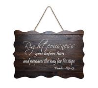 Psaume 85:13 Décoration murale en bois rustique avec inscription « Righteousness Goes Before Him And Prepares The Way for His Steps » pour porte d'entrée, porche, école, salle de classe, club de café