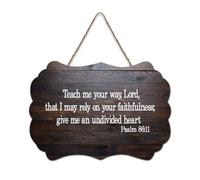 Psaume 86:11 Art mural, Teach Me Your Way, Lord, That I May Rely on Your Faithfulness ; Give Me An Undi Wood Sign 15,2 x 25,4 cm Décoration murale en bois pour porte d'entrée, salon, cuisine