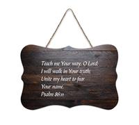 Psaume 86:11 Teach Me Your Way, O Lord; I Will Walk in Your Truth; Unite My Heart to Fear Your Name Panneau en bois 15,2 x 25,4 cm Décoration murale en bois pour porte d'entrée, salon, cuisine