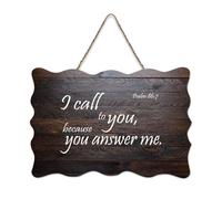 Psaume 86:7 Décoration murale en bois rustique « I Call to You Because You Answer Me » pour porte d'entrée, porche, décoration murale de ferme, panneau en bois pour école, salle de classe, café
