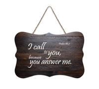 Psaume 86:7 - Décoration murale en bois rustique - Inscription « I Call to You Because You Answer Me » - Décoration d'intérieur moderne - 15,2 x 25,4 cm