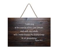 Psaume 89:1 I Will Sing of The Mercies of The Lord Forever ; with My Mouth Will I Make Known Thy Faith Panneau de bienvenue en bois rustique pour porte d'entrée, porche, salle de classe, café, club de