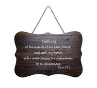 Psaume 89:1 Panneau en bois avec inscription « I Will Sing of The Mercies of The Lord Forever ; with My Mouth Will I Make Known Thy Faith » - 15,2 x 25,4 cm - Décoration murale en bois pour porte