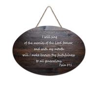 Psaume 89:1 Panneau en bois rustique à suspendre « I Will Sing of The Mercies of The Lord Forever ; with My Mouth Will I Make Known Thy Faith » - Décoration murale en bois pour salon, chambre à