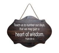 Psaume 90:12 Teach Us to Number Our Days, That We May Gain A Heart of Wisdom Panneau en bois 15,2 x 25,4 cm Décoration murale en bois pour porte d'entrée, salon, cuisine