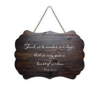 Psaume 90:12 Teach Us to Number Our Days, That We May Gain A Heart of Wisdom2 Panneau de bienvenue en bois rustique pour porte d'entrée, porche, mur, école, salle de classe, club de café, 15,2 x 25,4