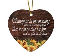 Psaume 90:14 Satisfy Us in The Morning with Your Unfailing Love That We May Sing for Joy And Be Glad Heart Décoration de Noël en céramique pour sapin de Noël Hiver Nouvel An Vacances Souvenir Cadeau
