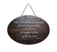 Psaume 91:1 2 Whoever Dwells in The Shelter of The Most High Will Rest in The Shadow of The Almighty Panneau de bienvenue en bois rustique pour porte de porche, salle de classe, club de café, panneau