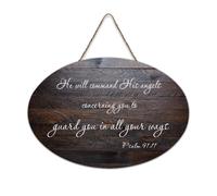 Psaume 91:11 « He Will Command His Angels Concerning You to Guard You in All Your Ways » - Panneau en bois rustique - Décoration murale - 15,2 x 25,4 cm