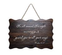 Psaume 91:11 « He Will Command His Angels Concerning You to Guard You in All Your Ways » - Panneau en bois rustique - Décoration murale - 15,2 x 25,4 cm
