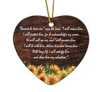 Psaume 91:14 16 Because He Loves Me I Will Rescue Him; Protect Acknowledges My Name Call Answer Him Décoration de Noël en céramique pour sapin de Noël Hiver Nouvel An Vacances Souvenir Cadeau pour