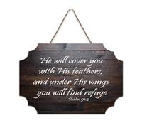 Psaume 91:4 He Will Cover You with His Feathers, And Under His Wings You Will Find Refuge Panneau de bienvenue en bois rustique pour porte d'entrée, porche, mur, école, salle de classe, club de café