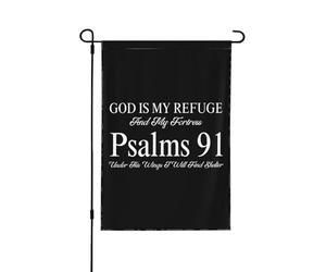 Psaume 91 Dieu est mon refuge et ma forteresse - Drapeau de jardin humoristique - Bannières et drapeaux de cou