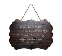 Psaume 92:1 2 It Is Good to Praise The Lord And Make Music to Your Name, O Most High Citation Rustique Bois Panneau à Suspendre Décoration Murale pour Salon Chambre Porte Fenêtre Maison 15,2 x 25,4 cm