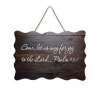 Psaume 95:1 Come, Let Us Sing for Joy to The Lord Plaque murale imprimée en bois rustique avec citations d'art mural moderne pour bureau nouvelle maison Cadeau 15,2 x 25,4 cm
